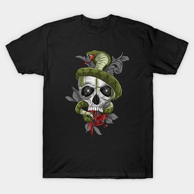 Floral Skull with Snake T-Shirt by Trendy Black Sheep